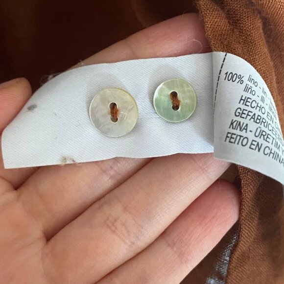 OYSHO 100% linen long-sleeved shirt | Small | Toffee color - Picture 5 of 9